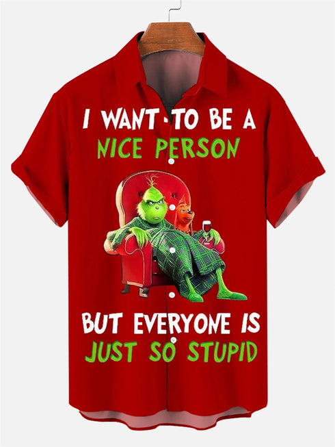 Men's Christmas Funny Graphic Short Sleeve Hawaiian Shirt